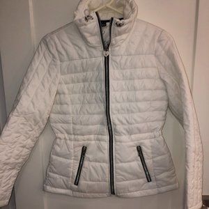 Guess nylon puffer ski jacket S NWOT Ivory/black